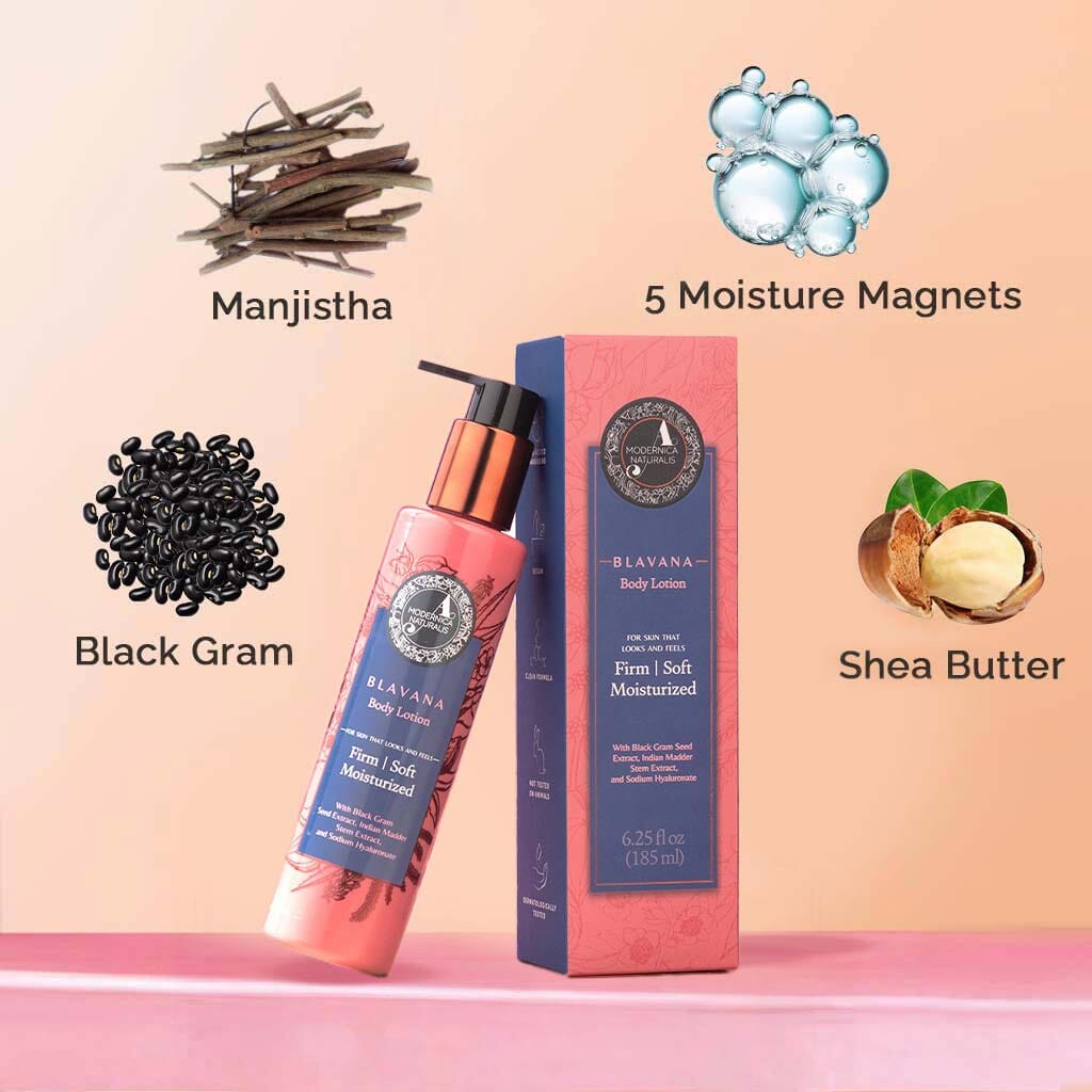 Blavana Body Lotion - Moisturizes, Softens, Firms Dry, Aging, Crepey Skin - Revolutionary Formula with Black Gram - Best Body Lotion for Mature Body Skin - With Clinically Proven Ingredients - Pack of 2 Lotion & Moisturizer A Modernica Naturalis